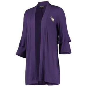 LSU Tigers Purple All Wrapped Up Ruffle Half Sleeve Cardigan